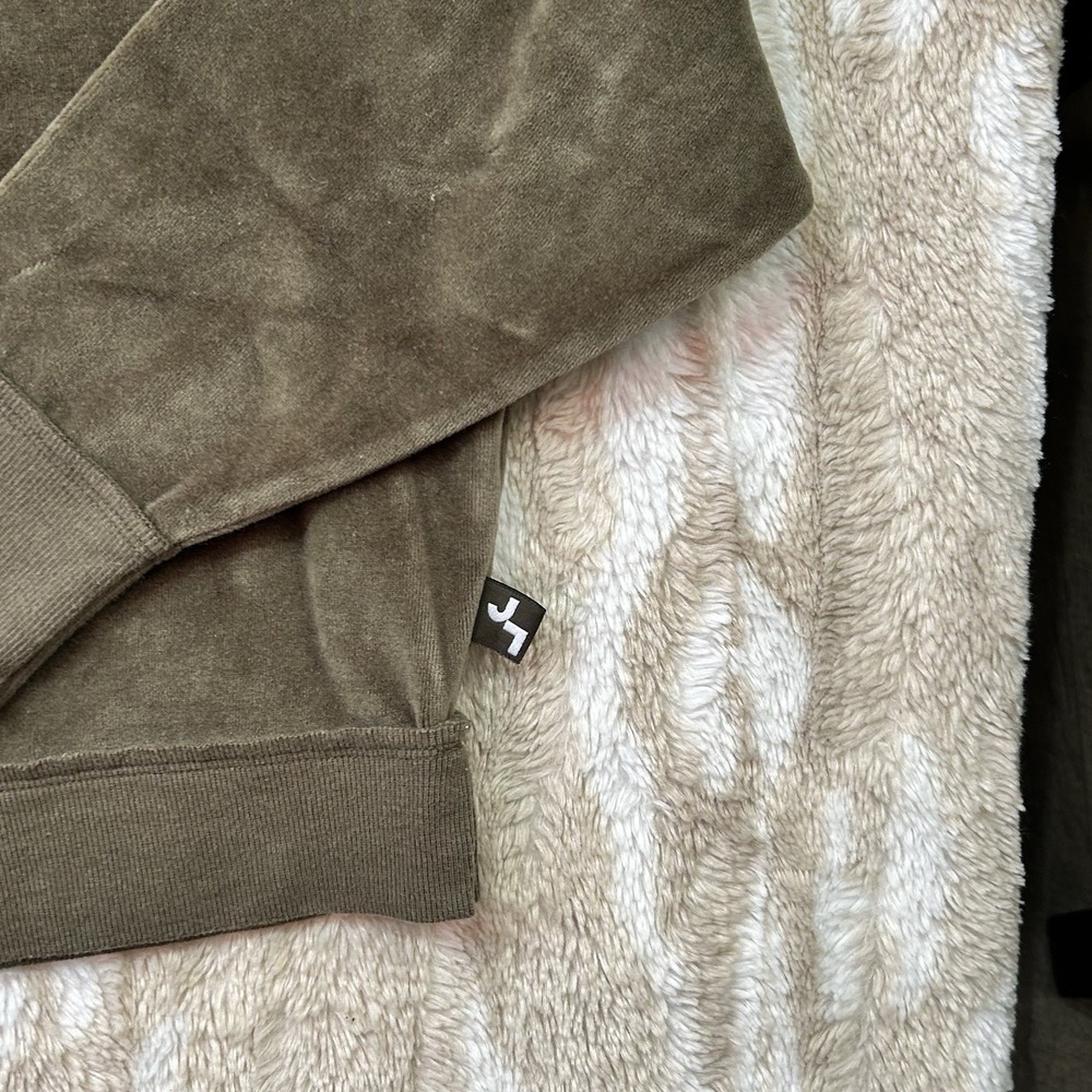 JoyLab Womens Olive Green Velour Cropped Sweatshirt Boat Neck Small VN1989909 - Picture 4 of 8